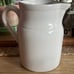 Vintage French Bistro Pitcher Stamped DIGOIN, Beige Glazed Stoneware