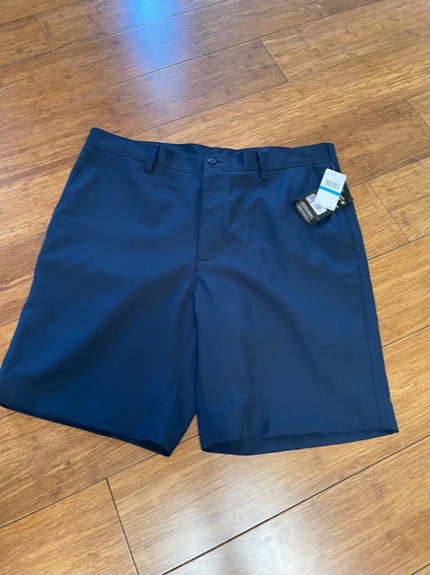 PGA Tour Shorts Mens Size 36 Black Iris Solid Pants Flat Front Golf new