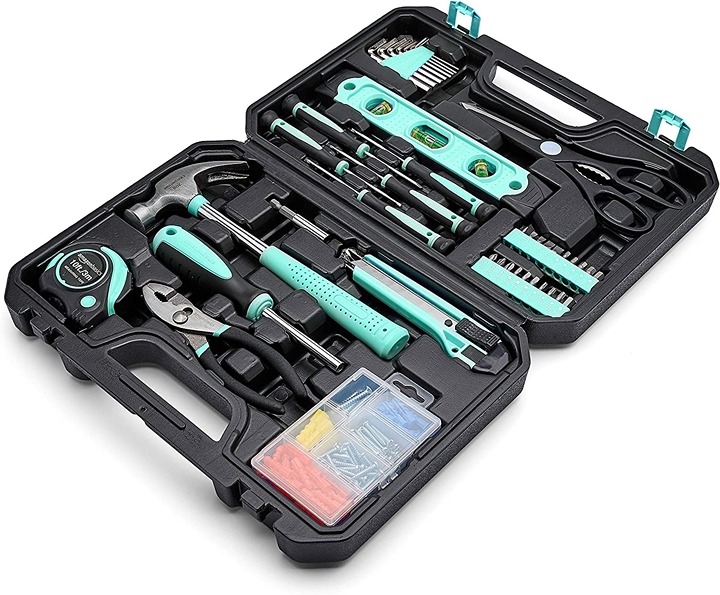 Household Tool Kit With Storage Case, 142 Piece, 13.39 x 9.25 x 2.95 inch