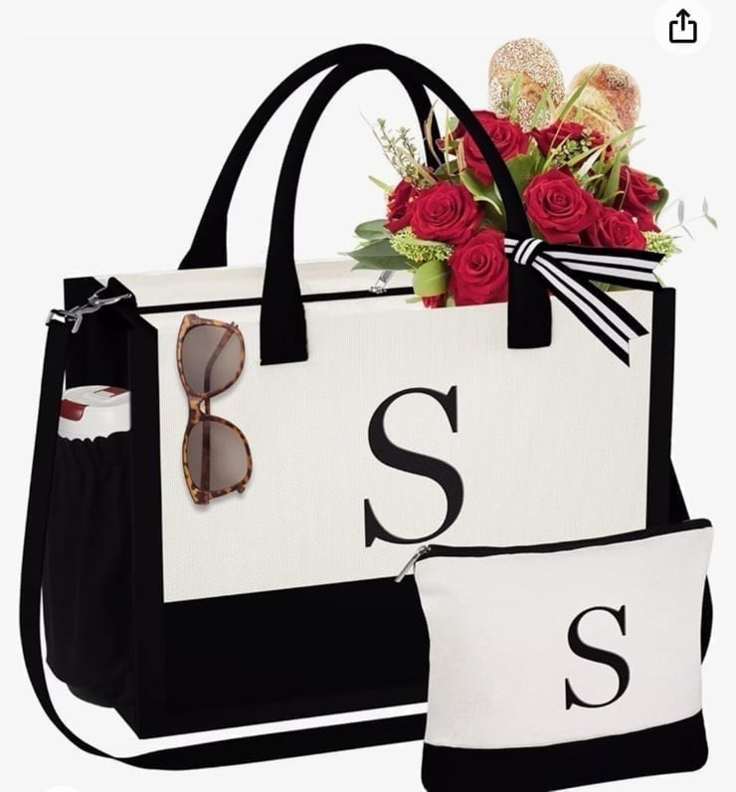 BeeGreen Gifts for Women Canvas Tote with Pocket Embroidery Personalized Tote