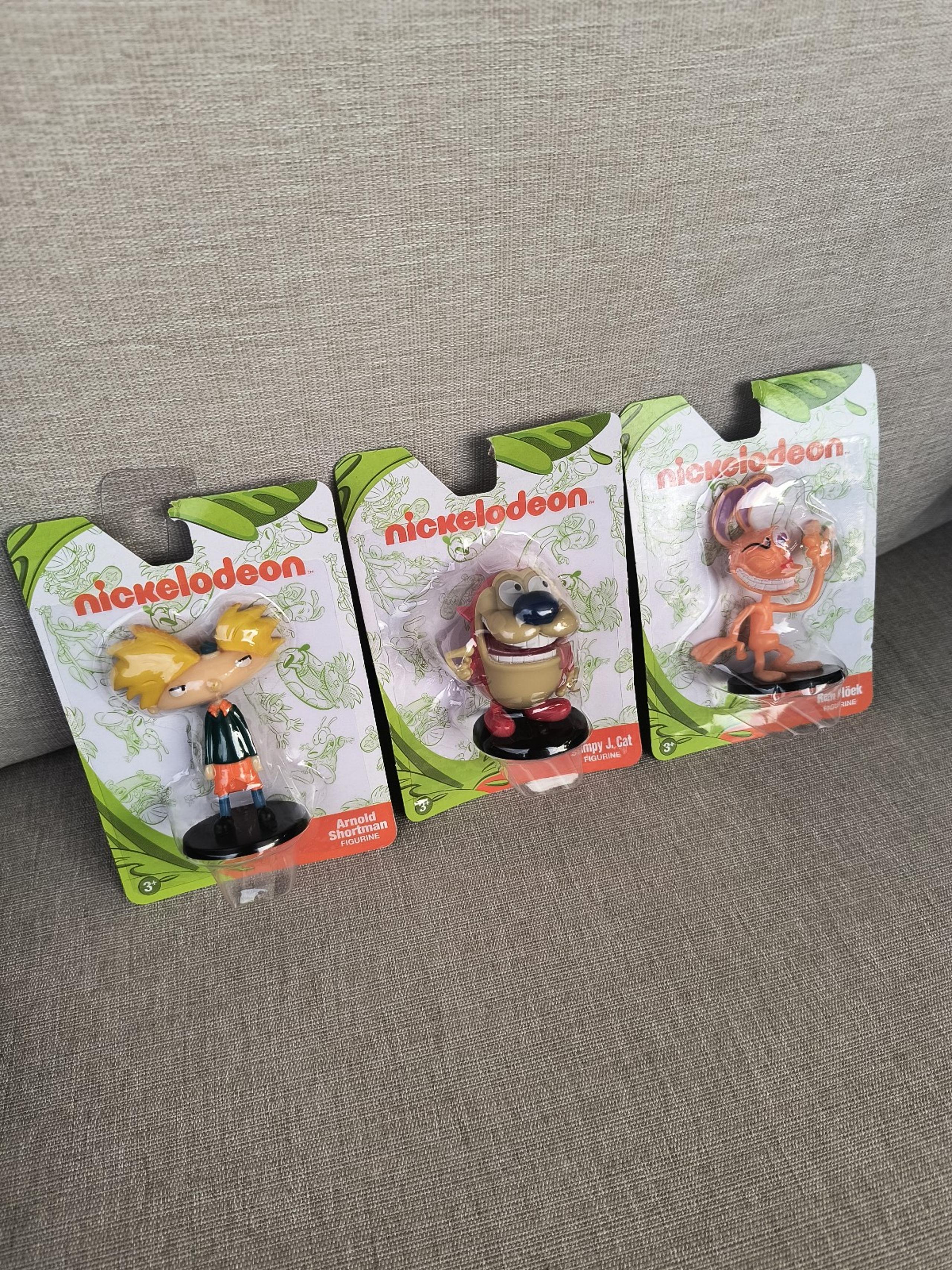 Nickelodeon 3 Mini Figurines Hey Arnold Ren Stimpy Nickelodeon New