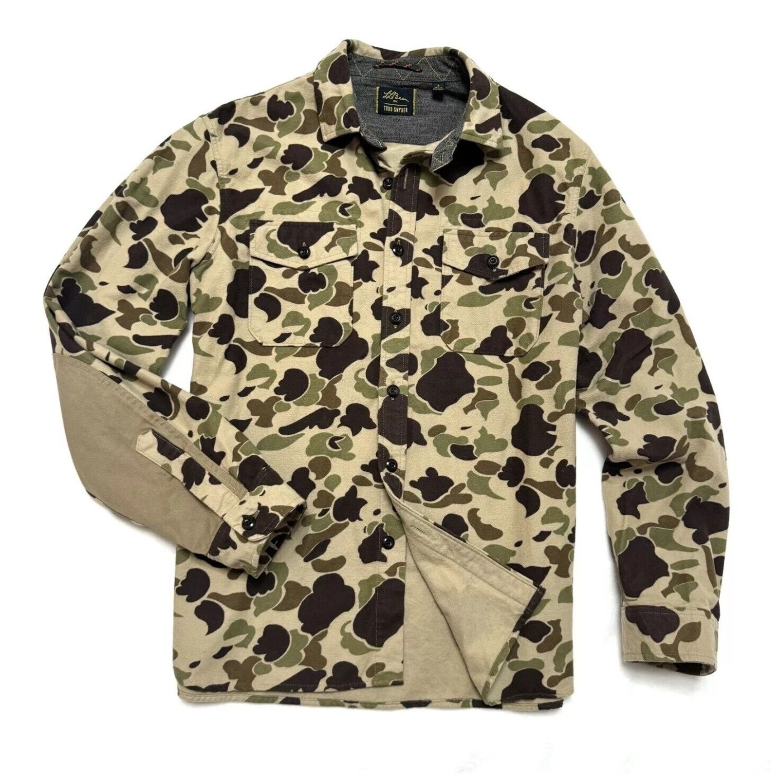 L.L. Bean x Todd Snyder Duck Chamois Flannel Camo Shirt size XS Brown