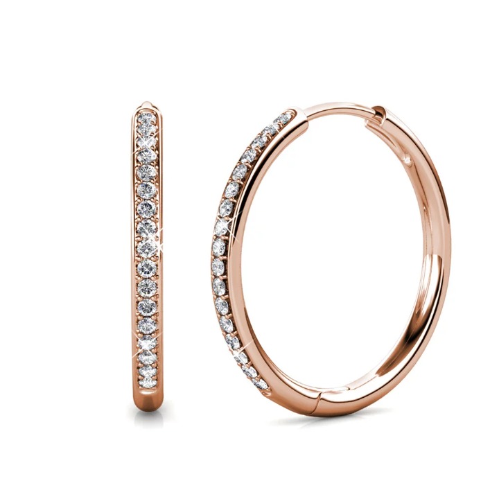 18k White Gold Hoop Earrings with Swarovski Crystals