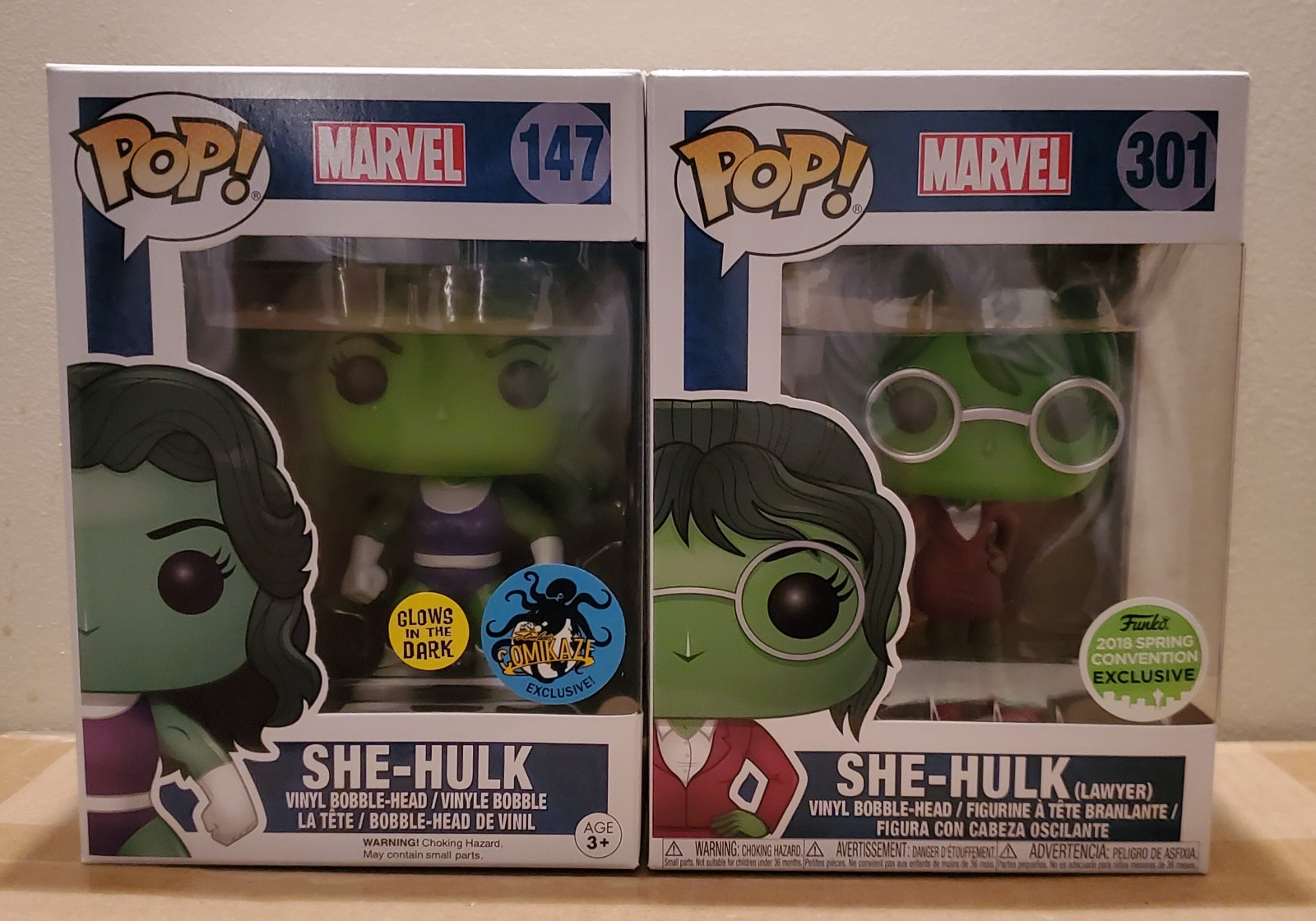 Funko Pop! She-Hulk 2016 vaulted gitd. & She-Hulk lawyer 2018