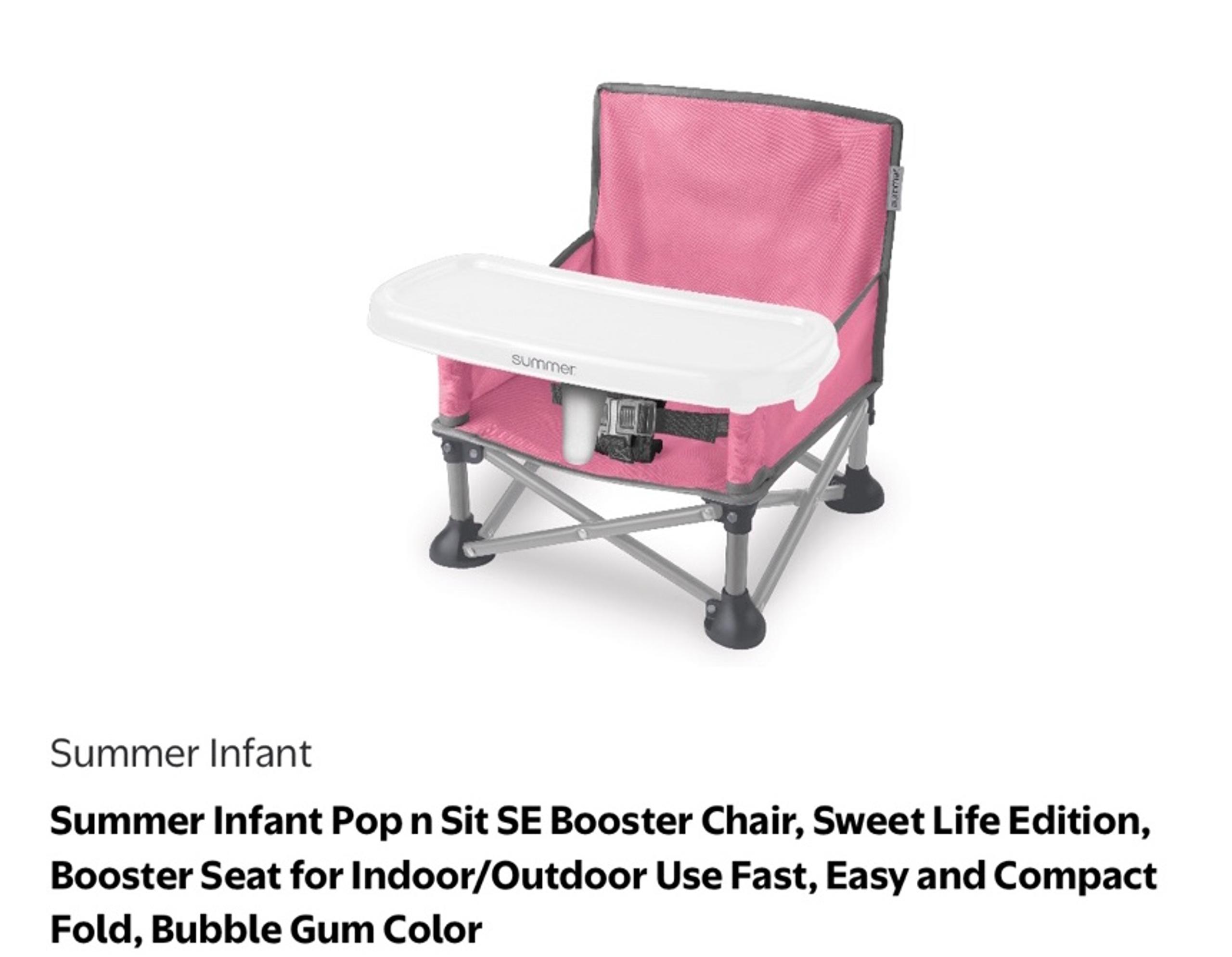 Summer Bright Starts Pop 'N Sit Portable Booster Chair pink  infant toddler