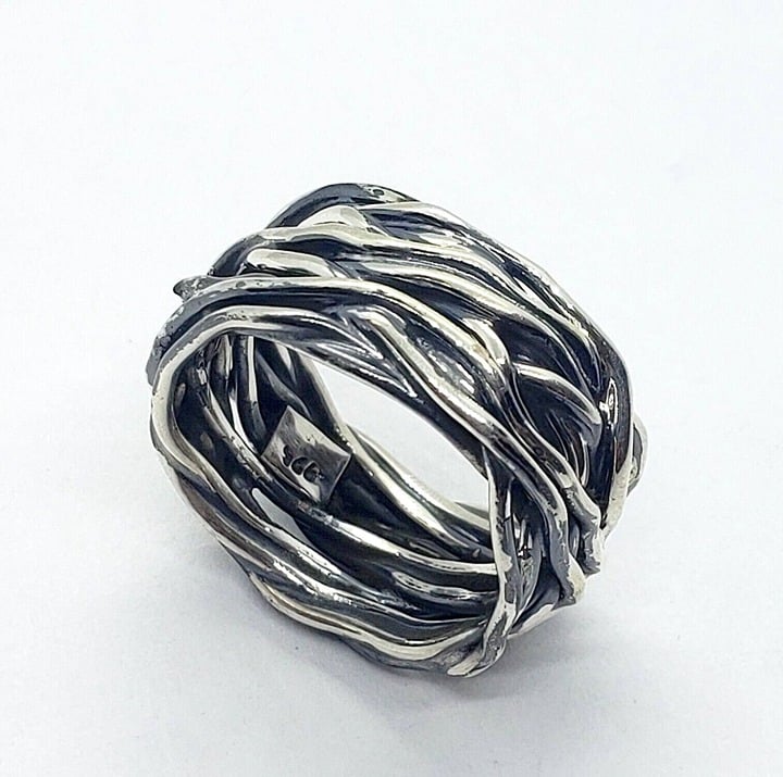 925 Sterling Silver Solid Heavy Wrapped Wire Ring