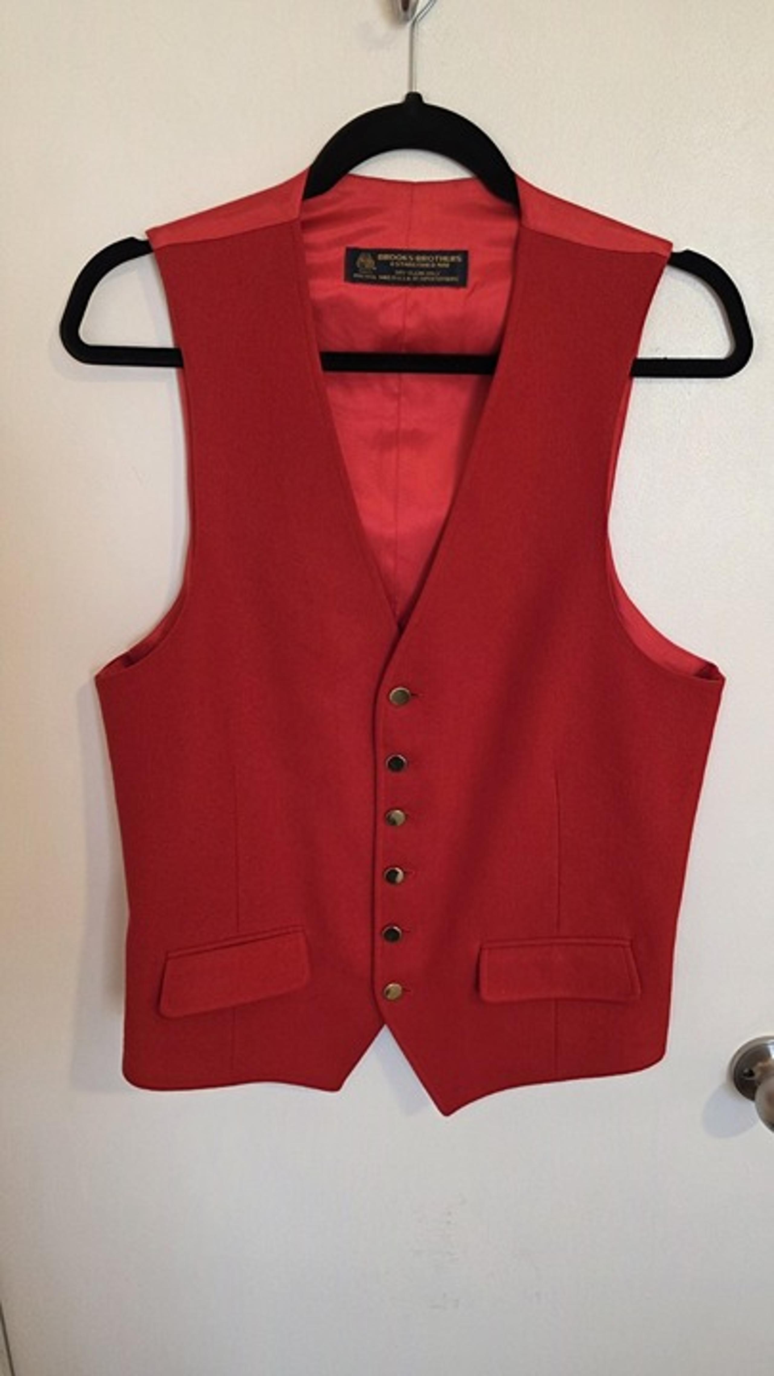 Vintage Brooks Brothers Mens Wool Vest Small Red Prom Wedding MadeInUSA 80 90Y2K