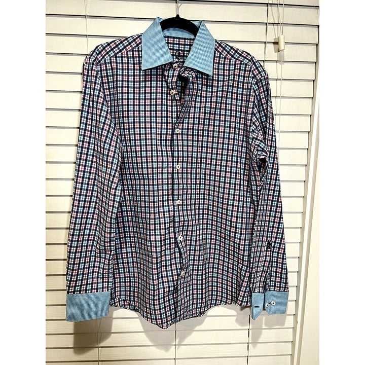 Bugatchi Multi-Color Button Up Dress Shirt - Size 15.5