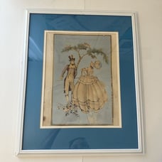 M. Eggemeyer Vintage Hand Colored Victorian Courting Scene Wall Art