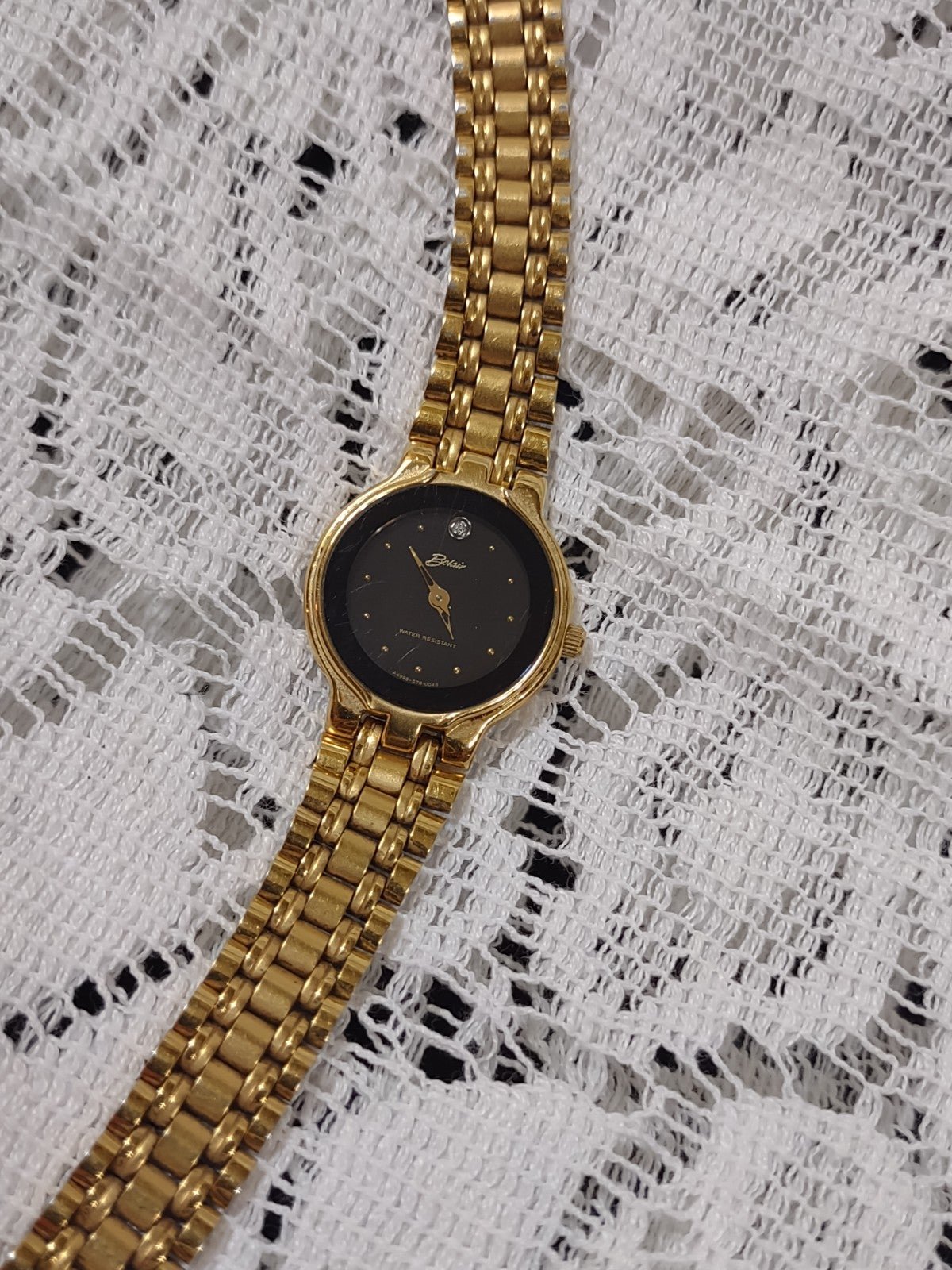 WORKING Rare Belair Gold Diamond Accent Swiss Movement Watch
