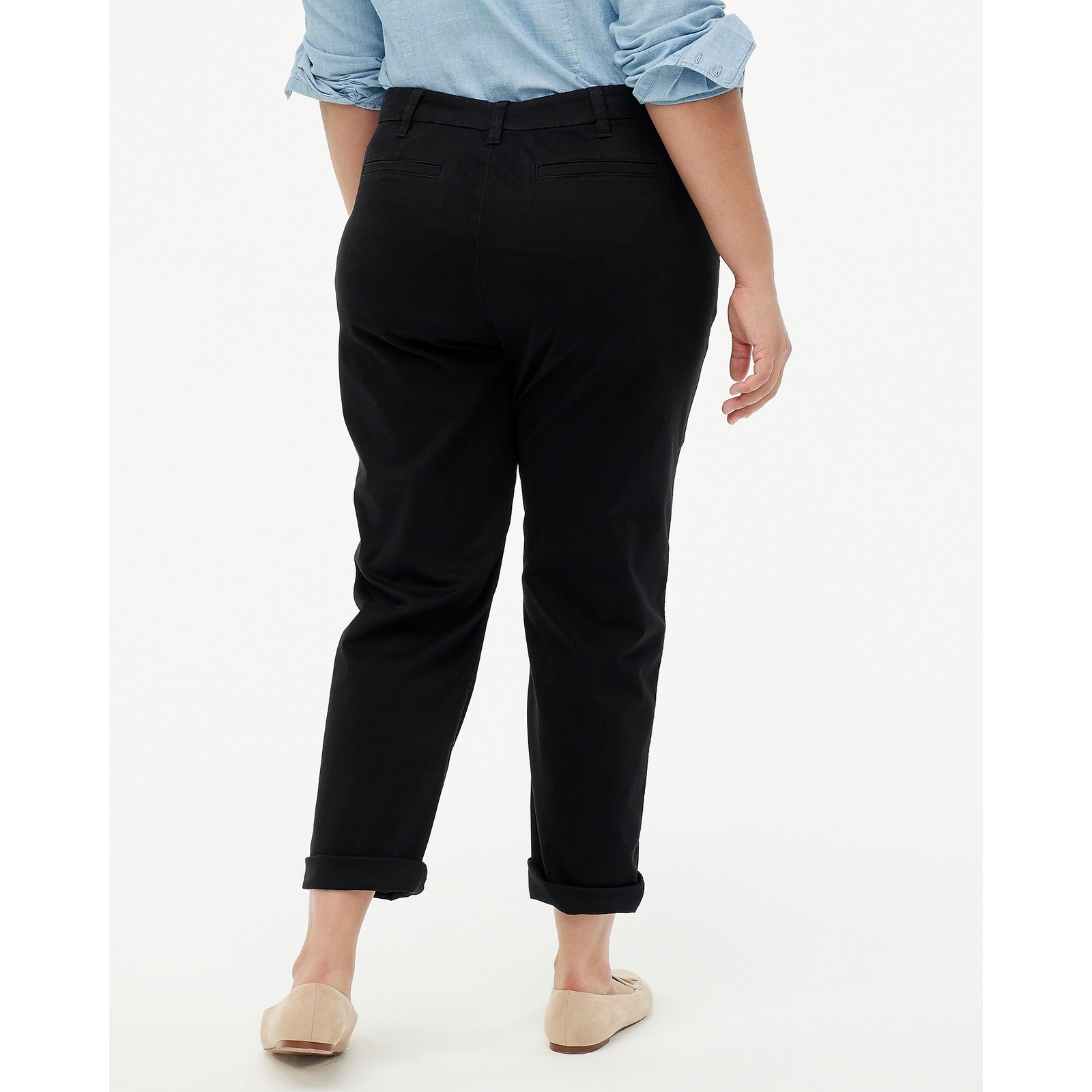 J.Crew Factory Girlfriend Chino Pant Women's 12P Petite Black High-Rise NWT - detail