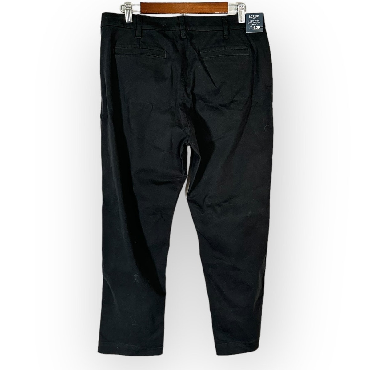 J.Crew Factory Girlfriend Chino Pant Women's 12P Petite Black High-Rise NWT - detail