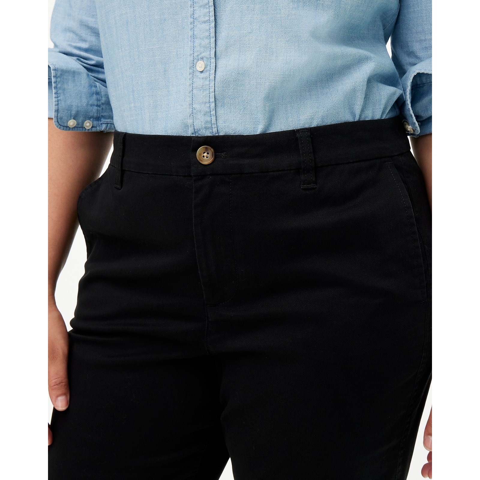 J.Crew Factory Girlfriend Chino Pant Women's 12P Petite Black High-Rise NWT - detail