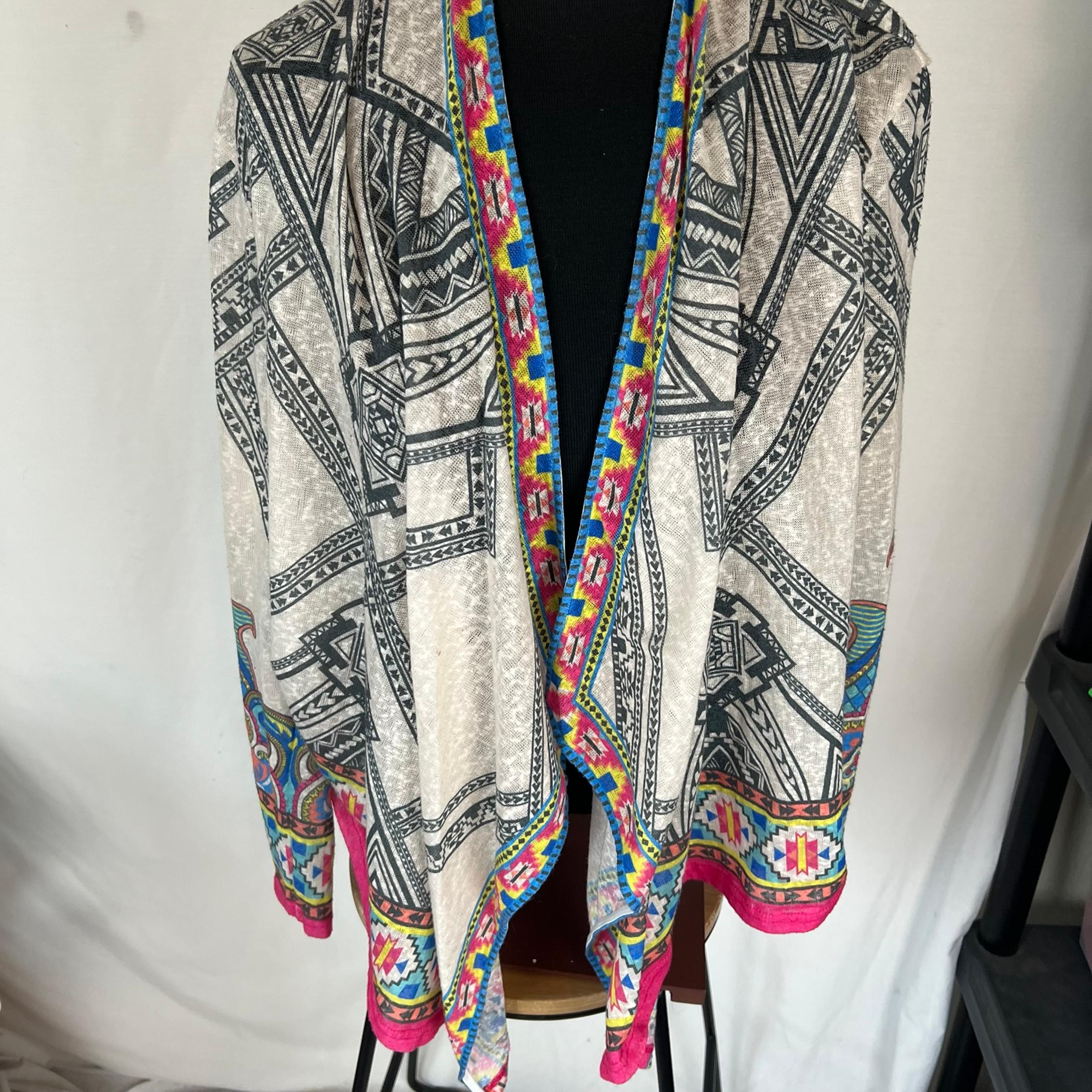 FLYING TOMATO Aztec Cardigan Sweater Boho Open Sz Large