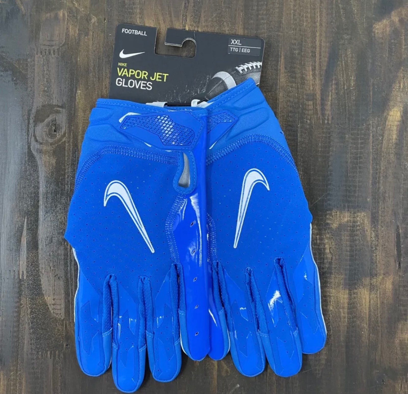 Nike Vapor Jet 6.0 Football Gloves Receiver NFL Issued Blue White XXL New