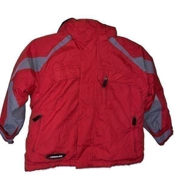London Fog Boys Winter Coat Sz 5 6 Red Warm Fuzzy Interior Wind Breaker Exterior