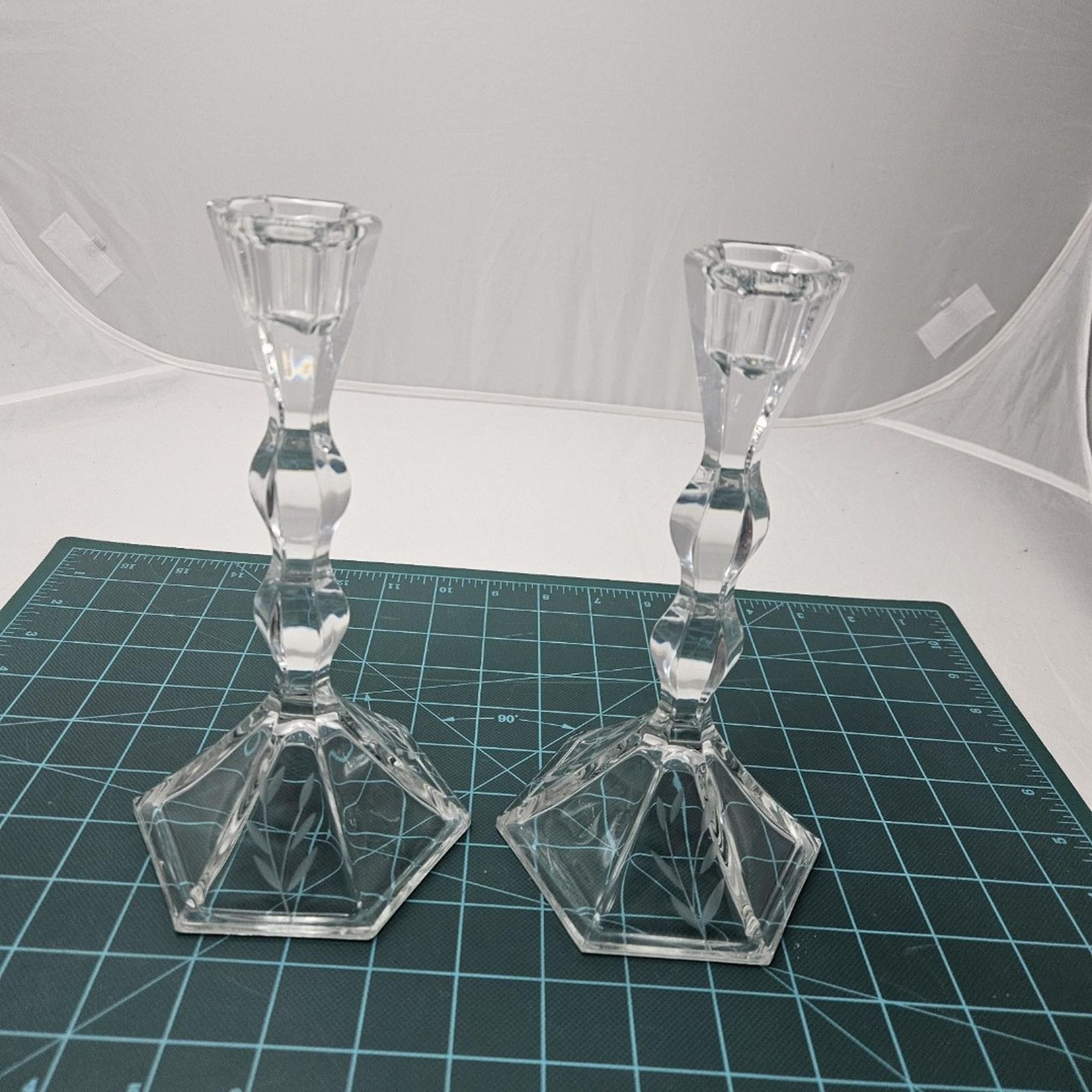 Vintage Princess House Heritage Lead Crystal Candlesticks 8 in.