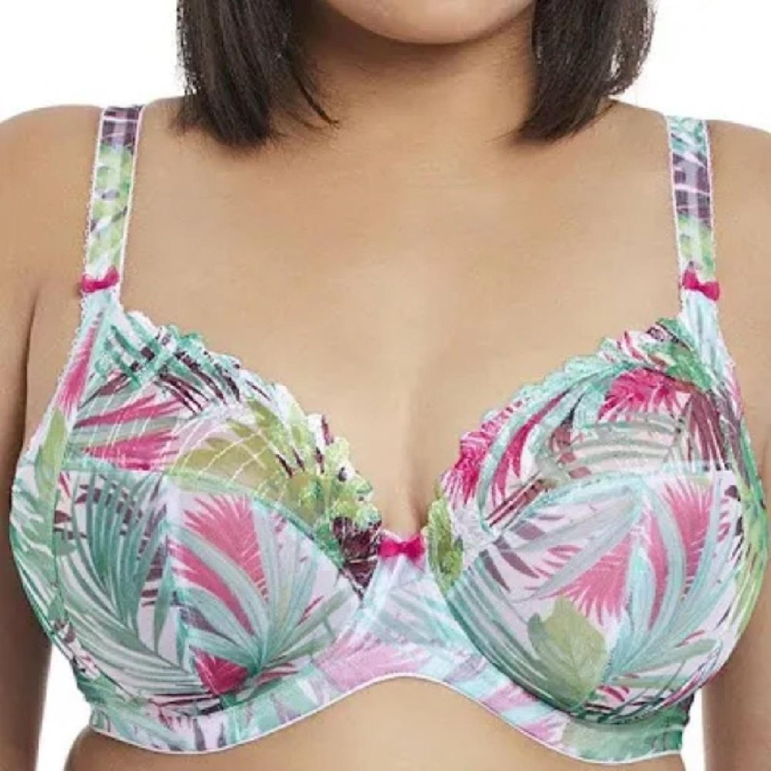 Elomi Tropical Jungle Kelly Underwire Plunge Bra Womens Size US 42G NWT