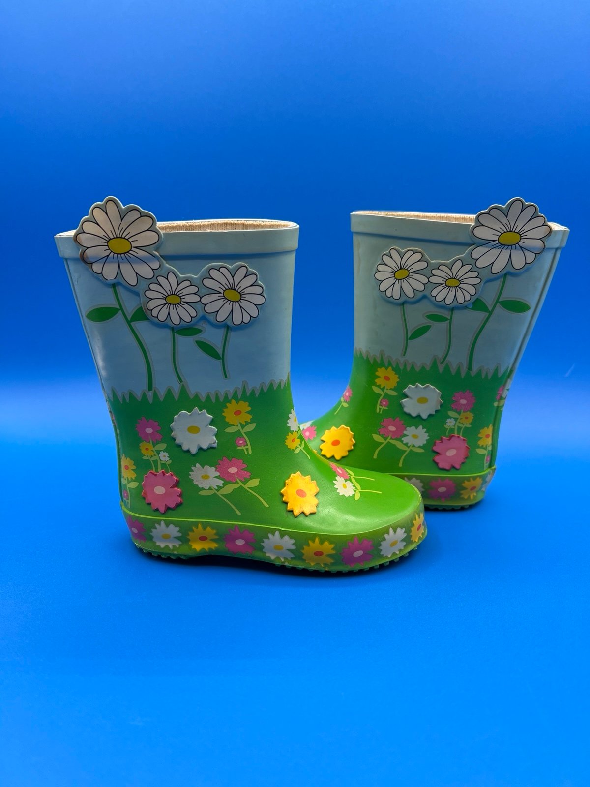 Vintage Baby Girl Daisy Rain Boots Size 4
