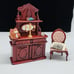 Antique Style Miniature Dollhouse Furniture Set With Hutch Chair & Accessories