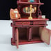 Antique Style Miniature Dollhouse Furniture Set With Hutch Chair & Accessories