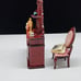 Antique Style Miniature Dollhouse Furniture Set With Hutch Chair & Accessories