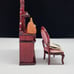 Antique Style Miniature Dollhouse Furniture Set With Hutch Chair & Accessories