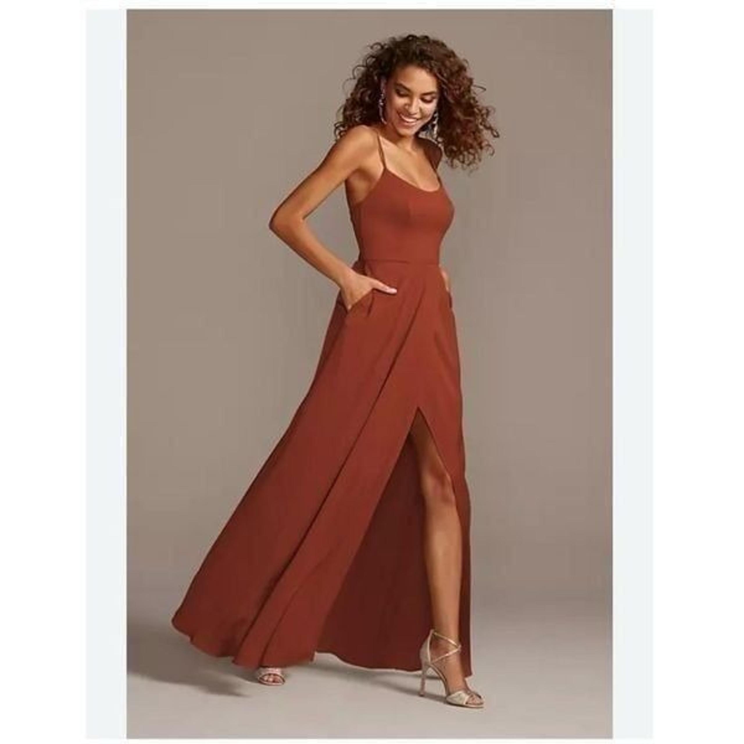 David’s Bridal Celebrate Crepe-Back Satin Spaghetti Strap Bridesmaids Occasion D