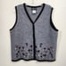 Vintage Sag Harbor wool crewel flower embroidery button front sweater vest sz XL