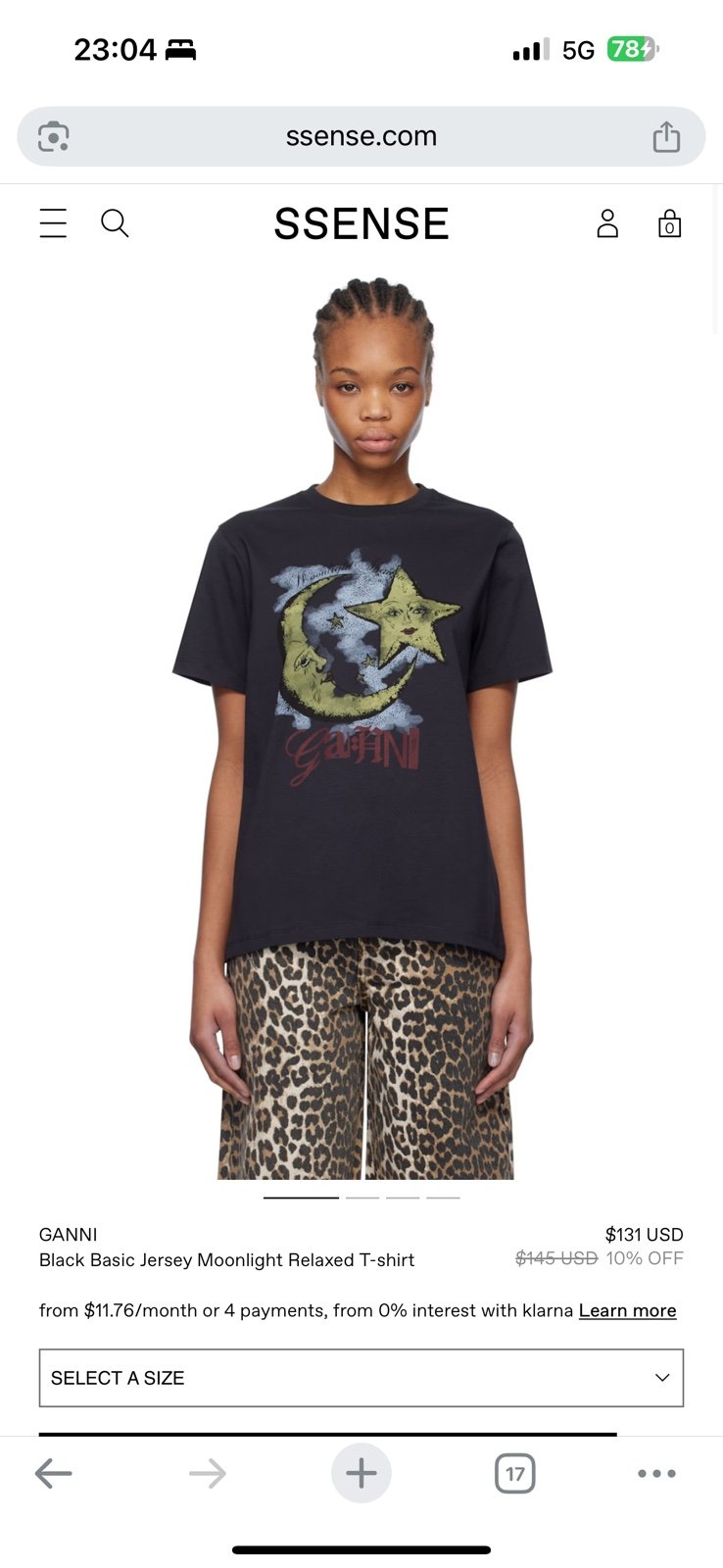 GANNI Black Basic Jersey Moonlight Relaxed T-shirt