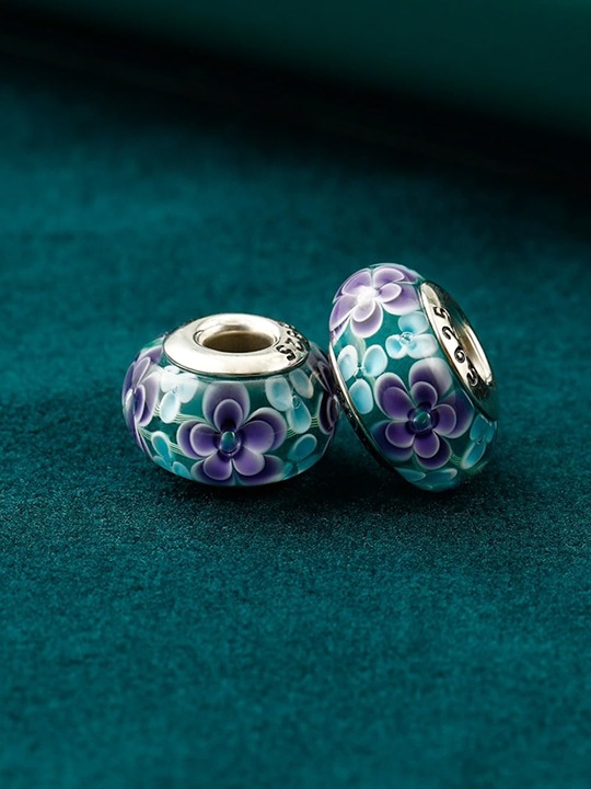 2Pcs Murano Glass Charms for Pandora Bracelet