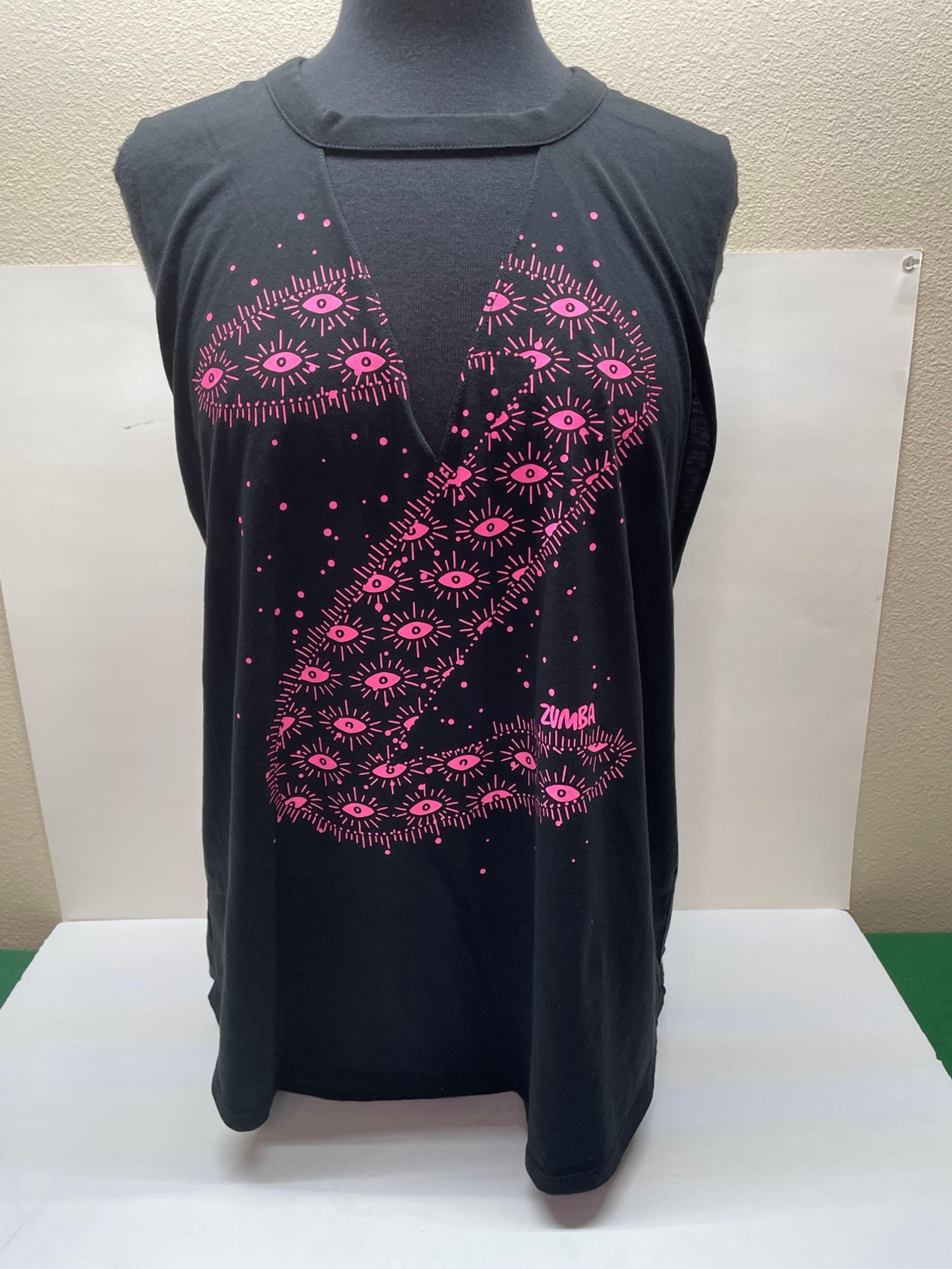 Zumba women’s athletic sleeveless t-shirt size x-large - pink & black