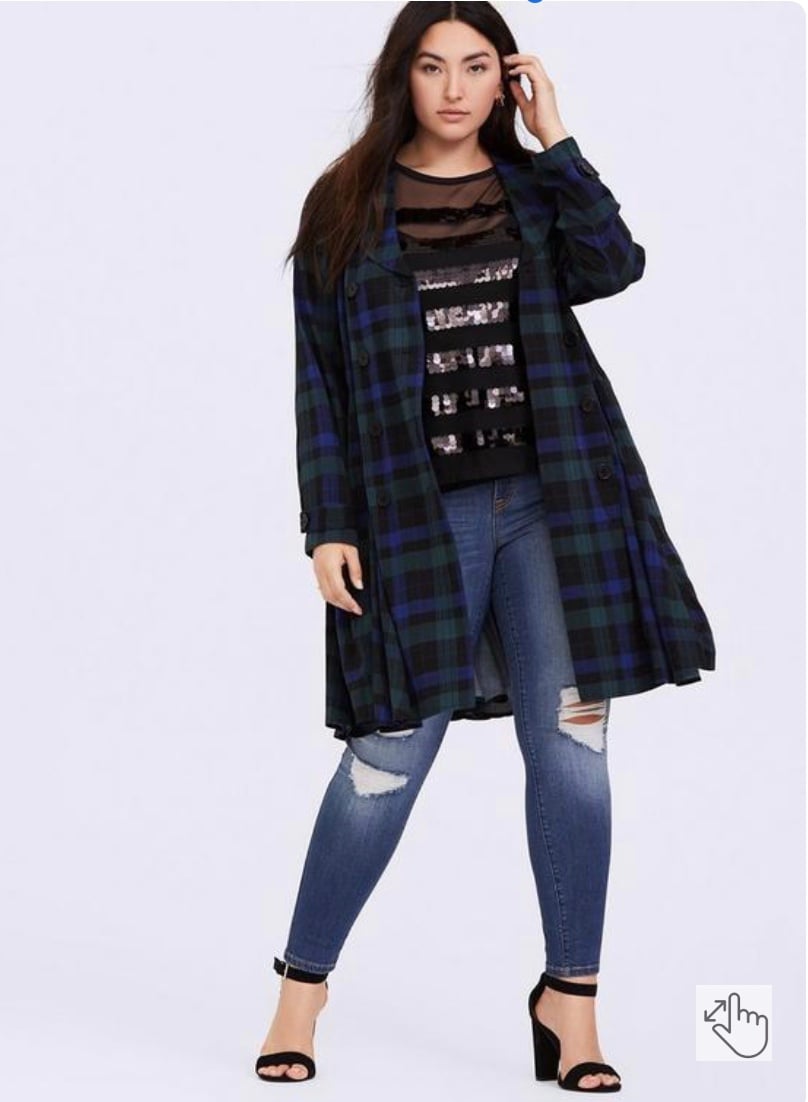 Torrid Plaid Rayon Twill Trench Coat 1X NWT