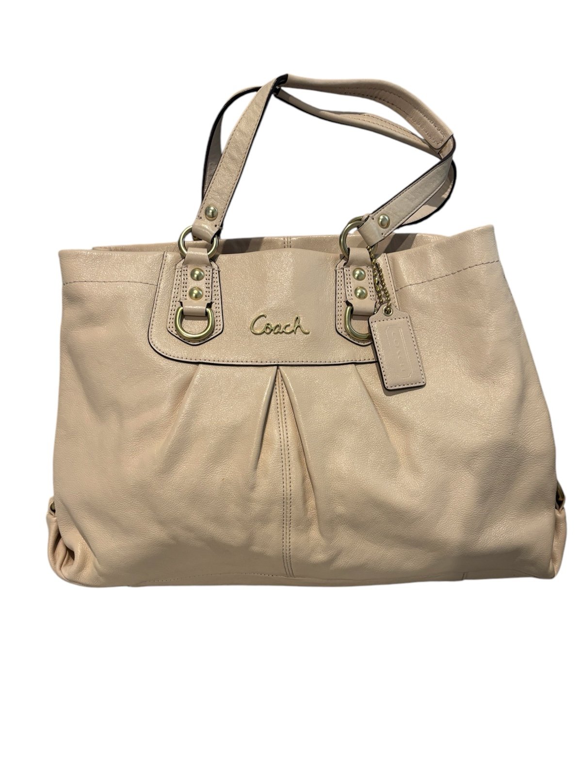 Coach Ashley Satchel Cream Leather Tote Bag