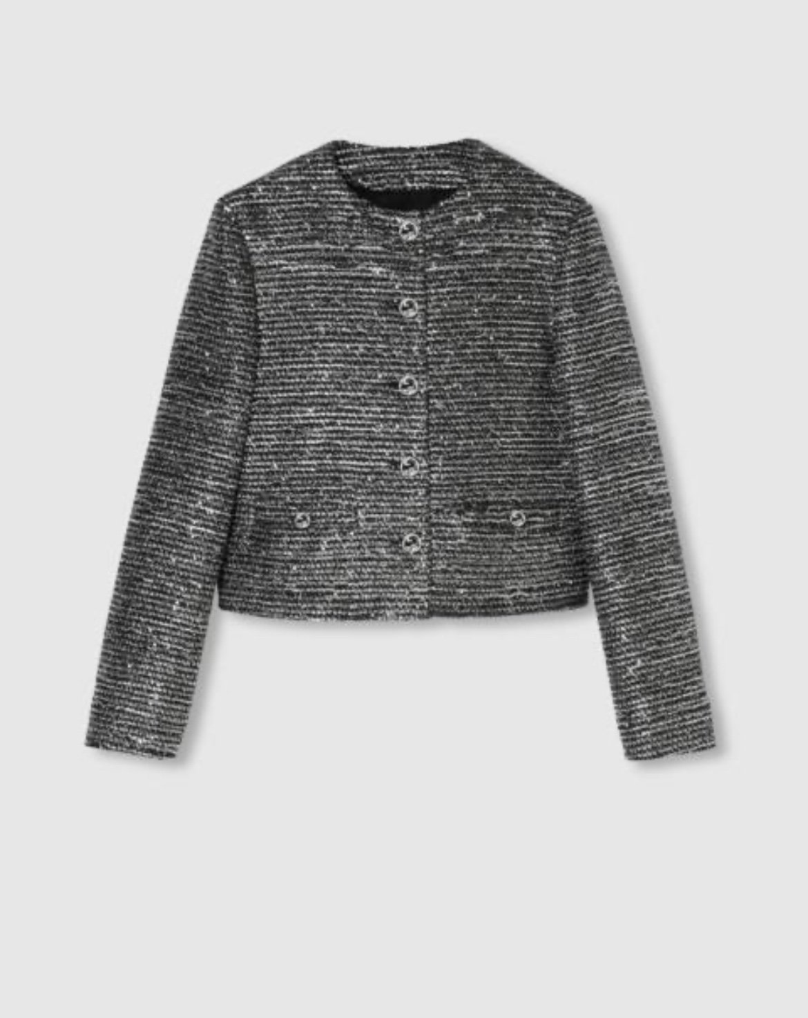 GUCCI Striped Tweed Lame Jacket In Black Silver Sz Small Wool Buttons