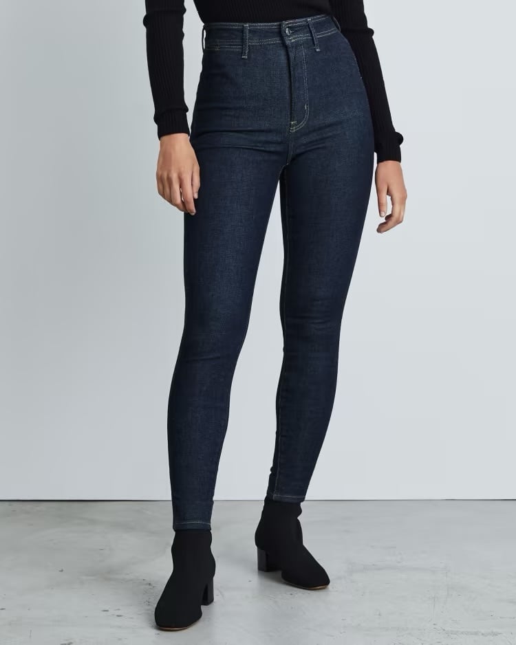 Everlane NWT The High Rise Clean Front Dark Indigo Wash Skinny Jeans 26