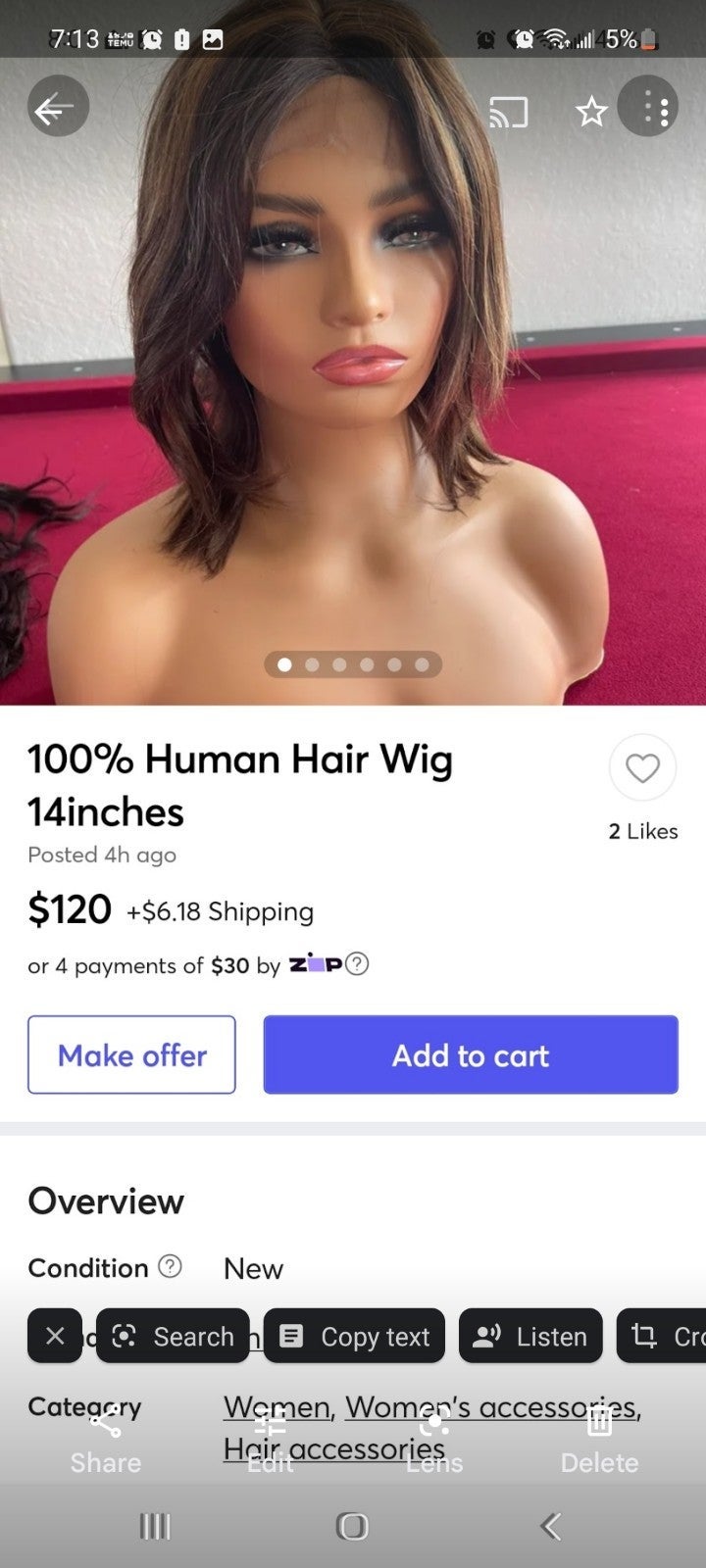 Beautiful 100% human lace wig Brown and blonde. I paid 120 for this beauty!