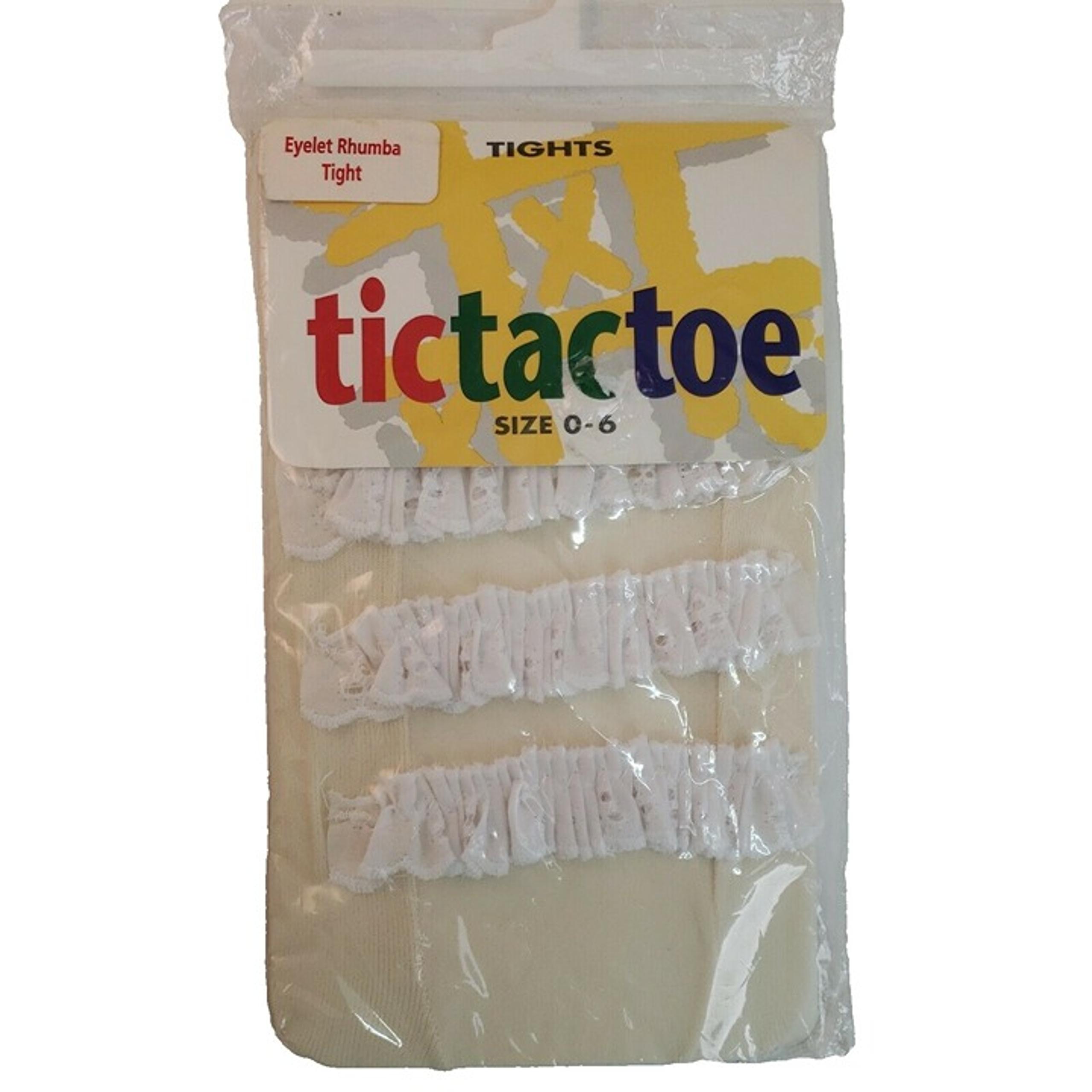 Baby Girl Rhumba Tights Ivory Eyelet Ruffled Infant 0 6 Mo TicTacToe USA Vintage