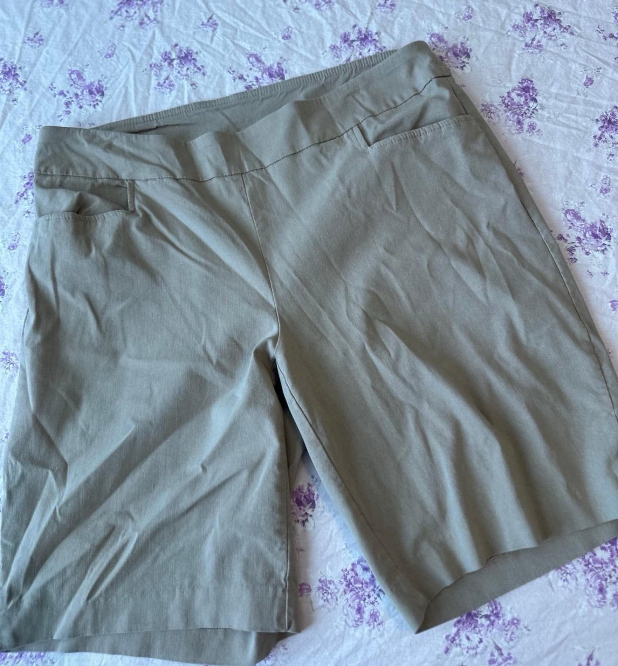 TERRA AND SKY WOMEN CASUAL LOUNGE BIKER SHORTS BEIGE PULL ON 14W