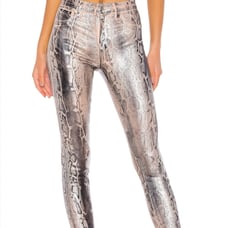 L’Agence Margot High Rise Skinny petal black snake foil pants size 25 nwt