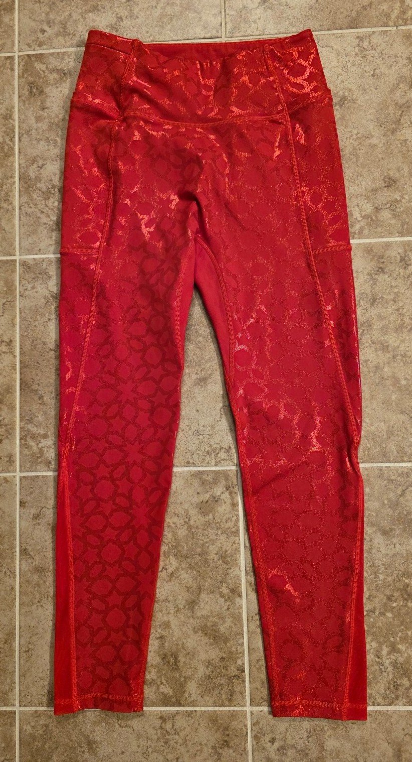 Crowned Athletics Red Arabian Nights Leggings, size Large