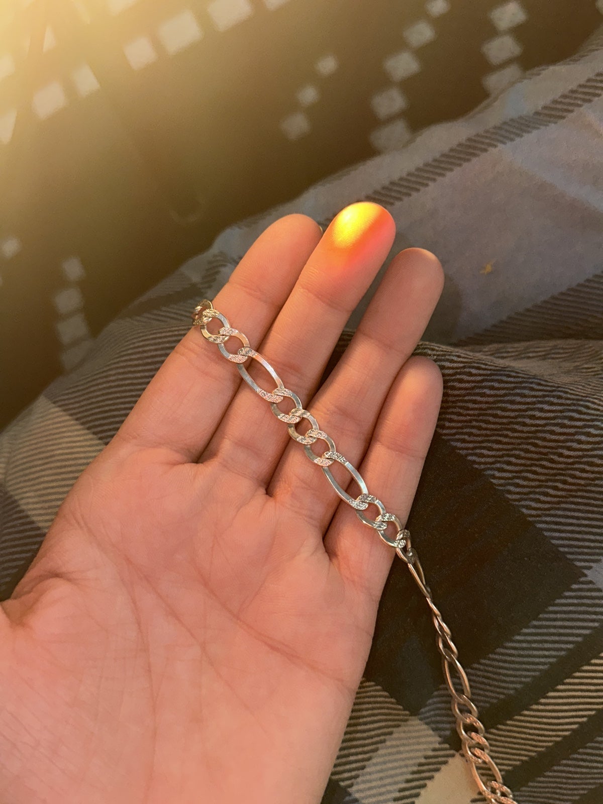 figaro solid sterling silver diamond cut chain 24”