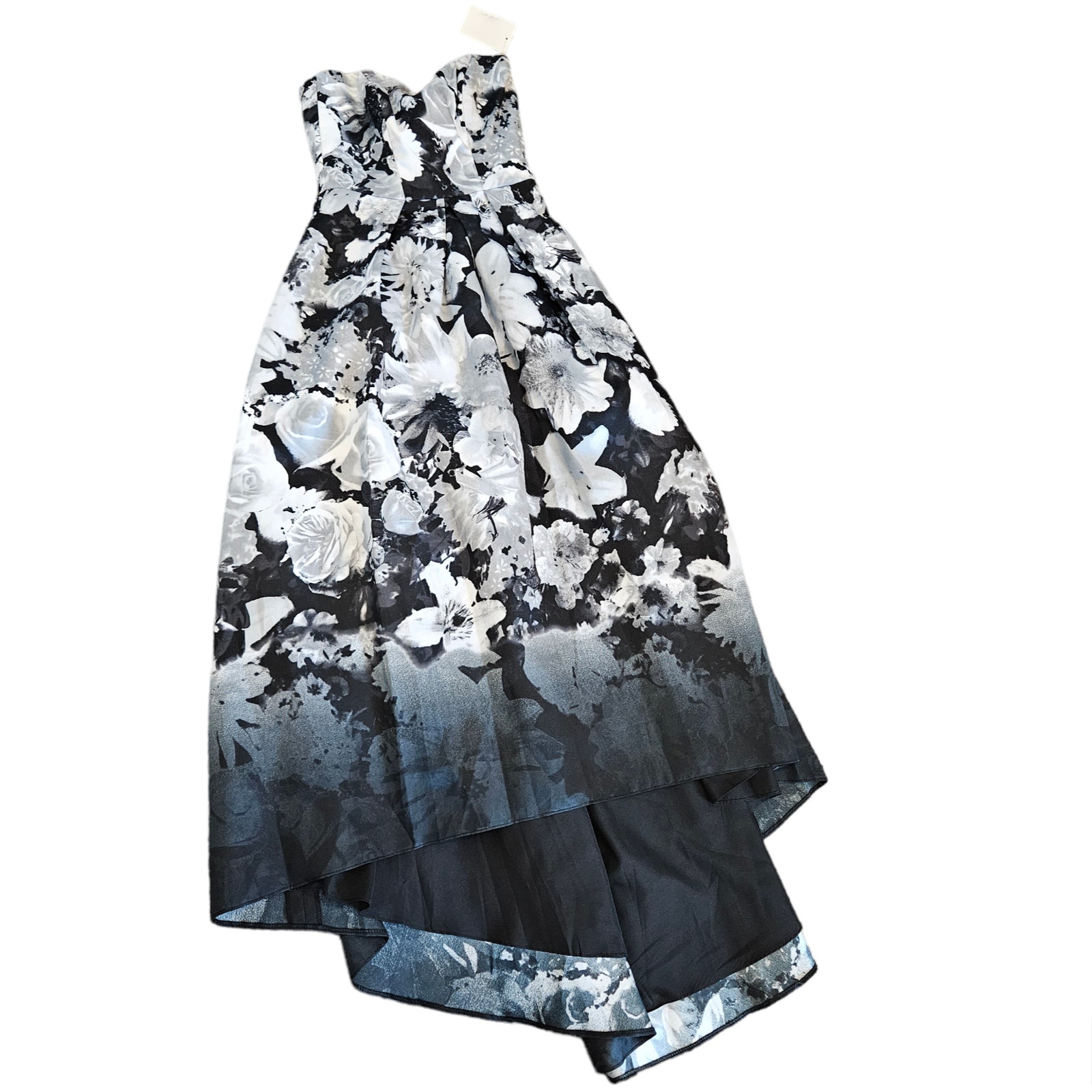 Alfred Sung High Low Bohemian Floral Print Strapless Gown Bridesmaid Size 0