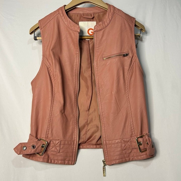 G by Guess Full Zipper Vest Women's Size Small Faux Leather