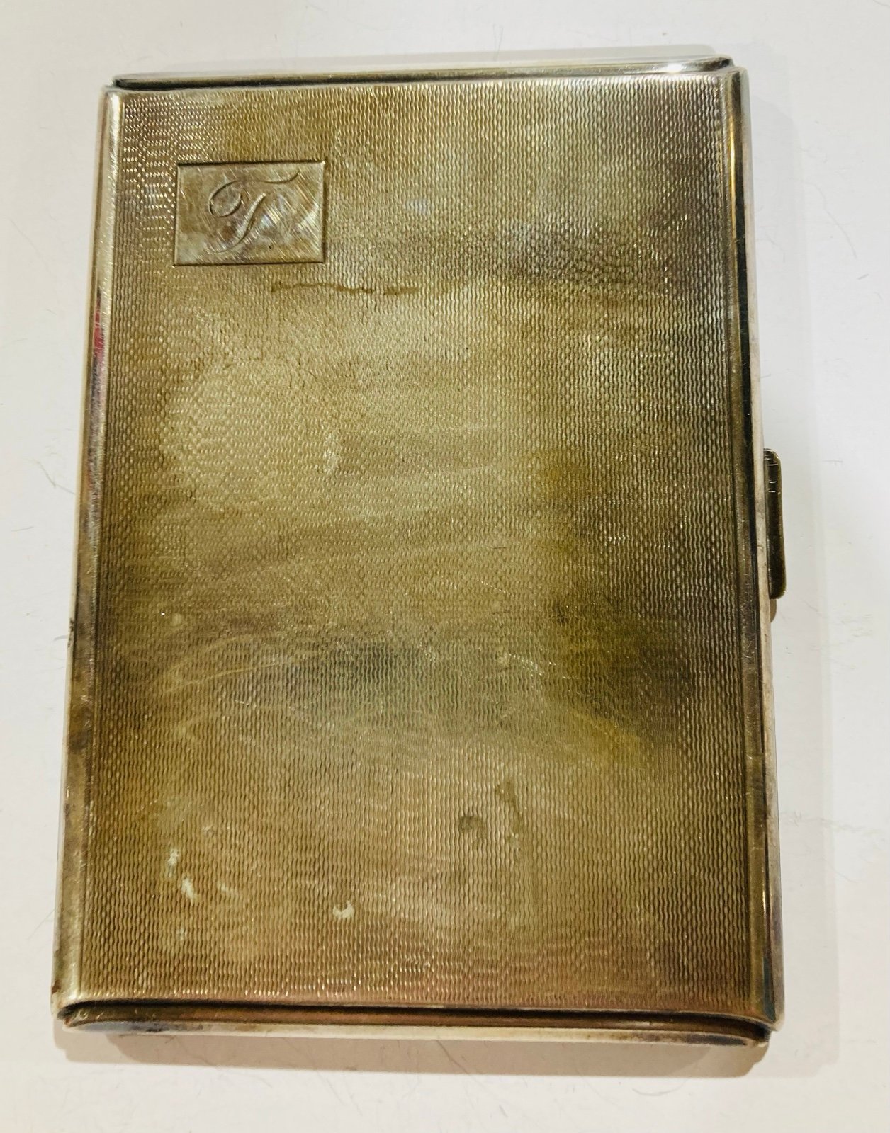 antique Birmingham silver 1920 large tooled decoration cigarette case