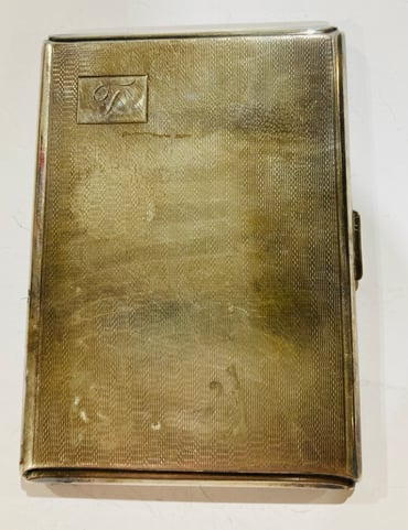 antique Birmingham silver 1920 large tooled decoration cigarette case