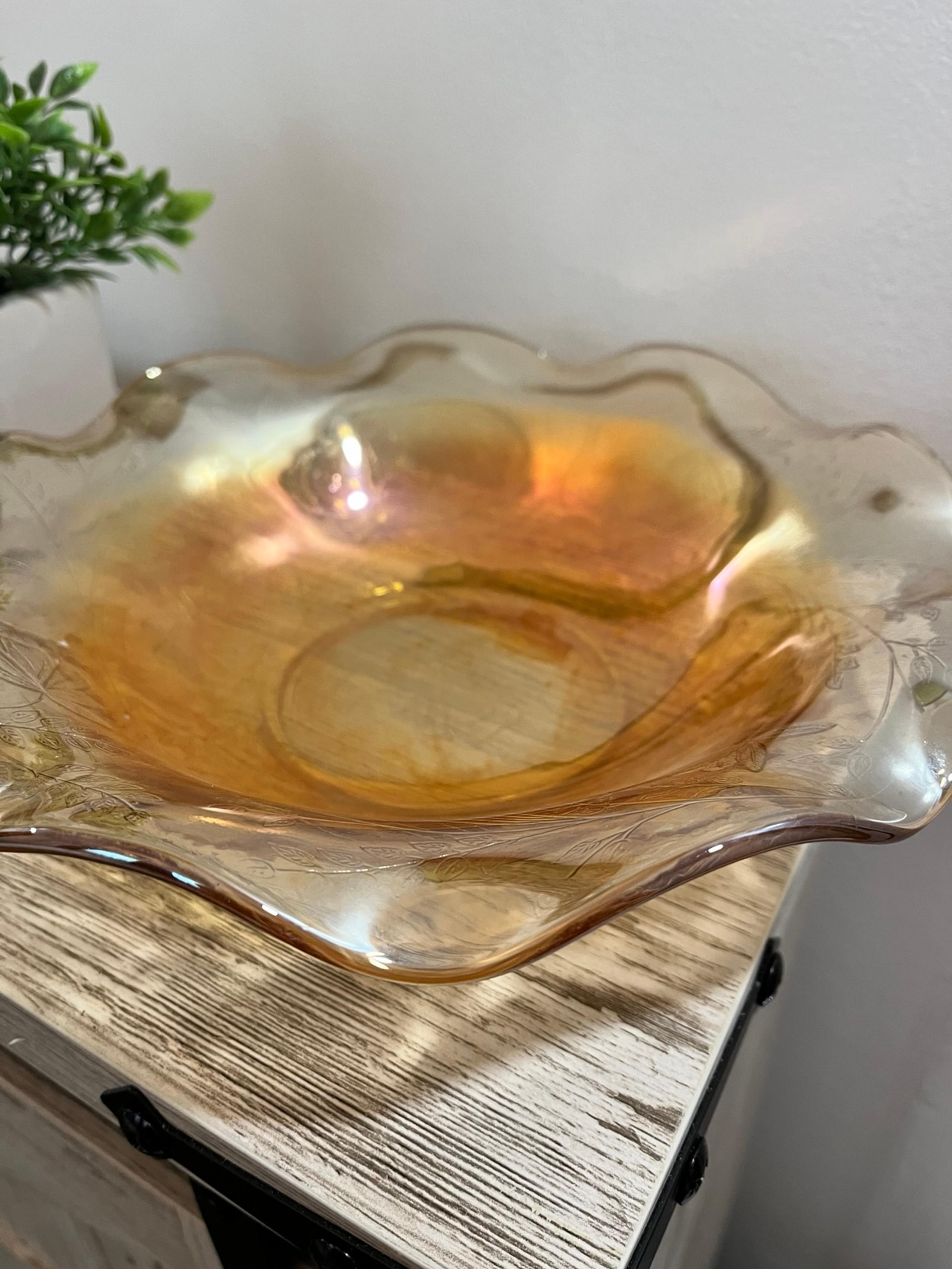 Marigold carnival glass vintage bowl