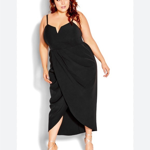 City Chic NWT Black Sassy Flex Fit Tulip Formal Dress M/18