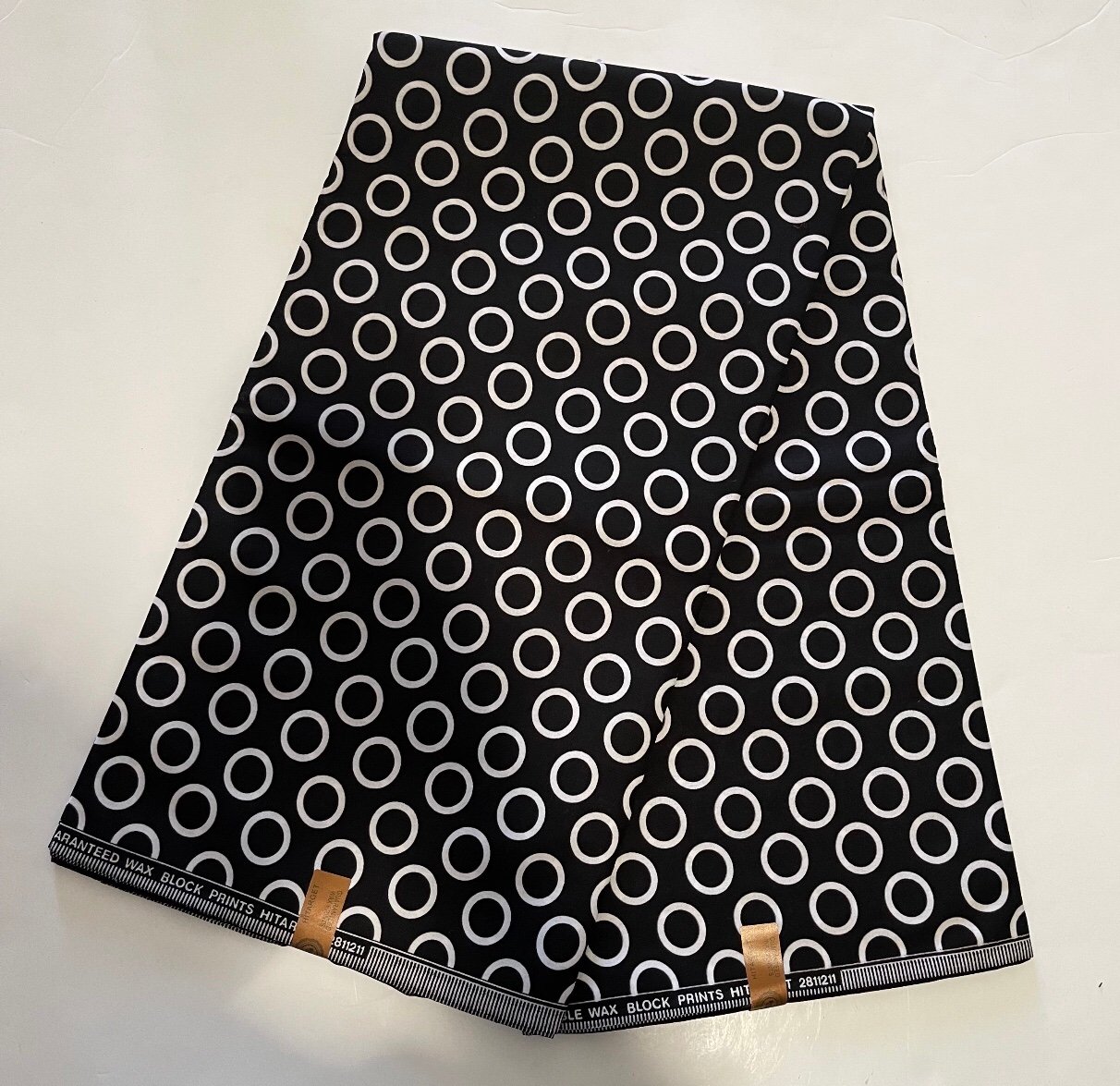 Black and White Circle Dot Print Cotton Fabric