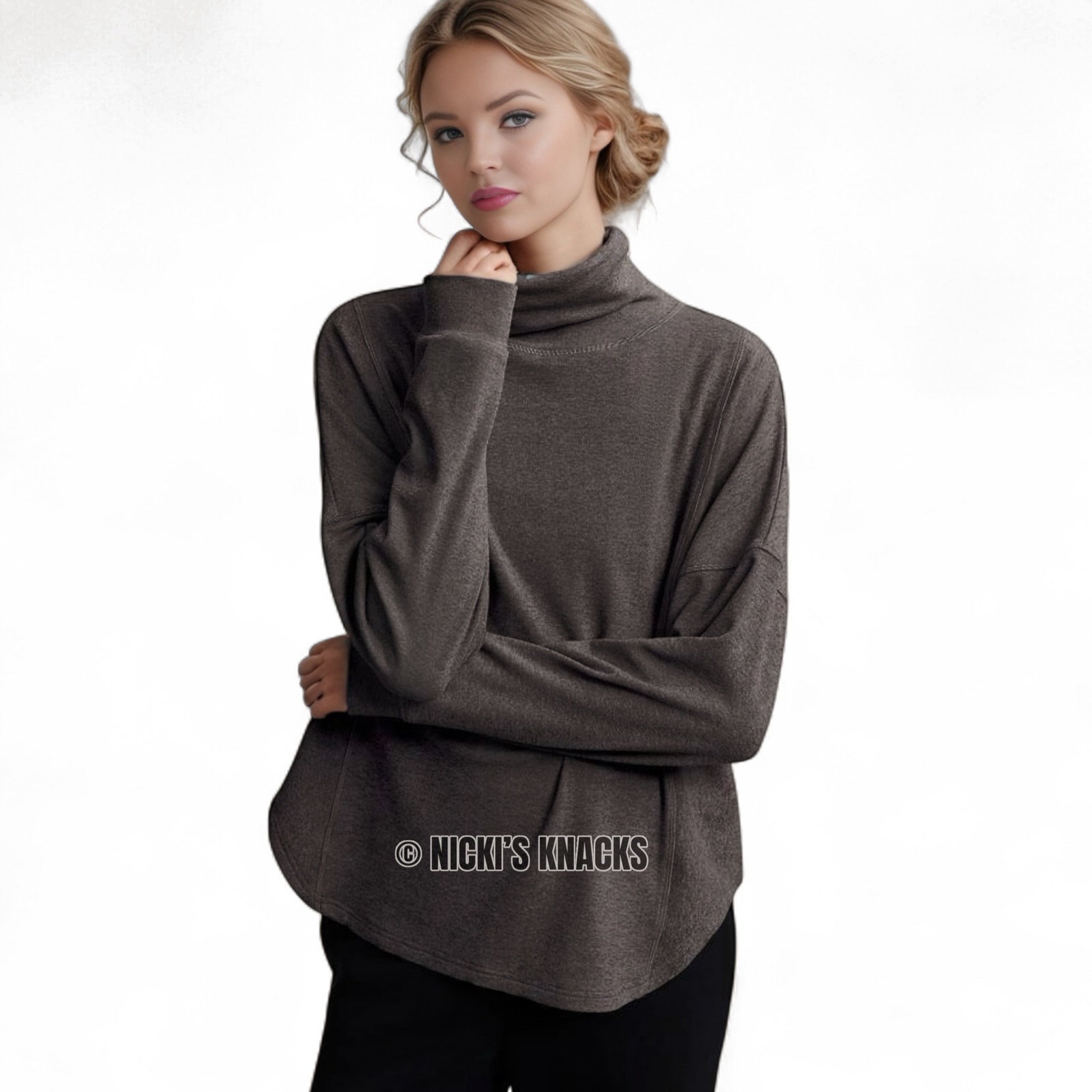 Varley Rainer Roll Neck Jumper Turtleneck Super Soft Brushed Sweater Gray Size L